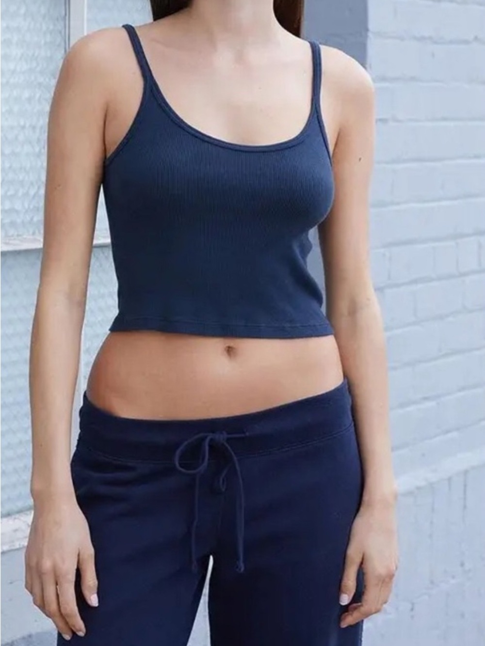 Brandy Melville Navy Ribbed Cropped Tank